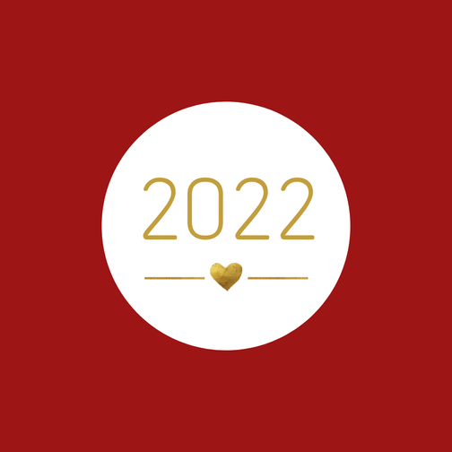 Carte 2022 avec un simple coeur Carte de voeux tendance 2022