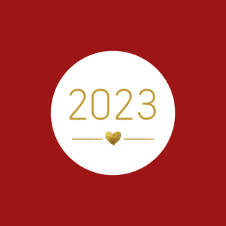 Carte 2023 avec un simple coeur Carte de voeux tendance 2023