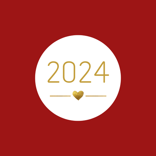 Carte 2024 avec un simple coeur Carte de voeux tendance 2024