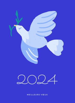 Carte De la paix et de l`amour pour 2024 Carte de voeux 2024 et message de paix