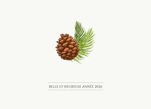 Carte Pigne et sapin pour une belle année 2026 Carte de voeux Nature 2026