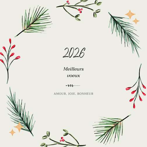 Carte Voeux 2026 entourés de verdure éclatante Carte de voeux entreprise originale 2026