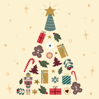 Carte Sapin de cadeaux Carte de Noël minimaliste