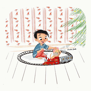 Carte Petit gar&ccedil;on avec son chaton