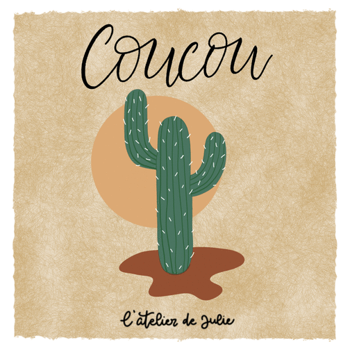 Carte Coucou et cactus Carte pour dire bonjour