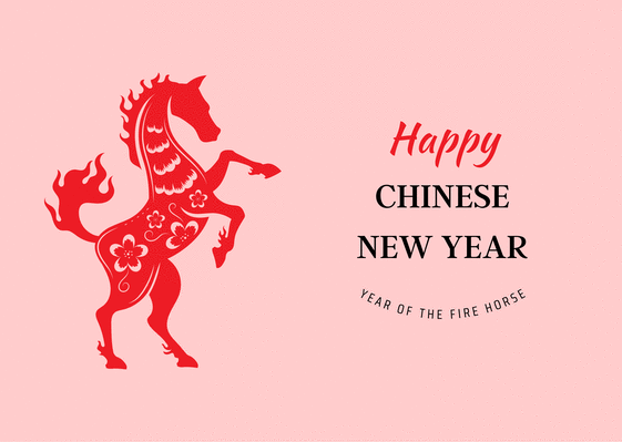 Carte Feu et fleurs : une nouvelle ann&eacute;e dynamique Carte nouvel an chinois 2026