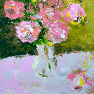 Carte Bouquet de roses à la gouache Carte condoléances fleurs