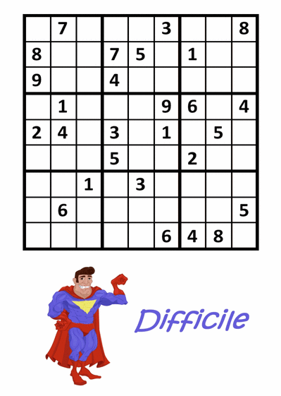 Carte Sudoku superman difficile Carte sudoku