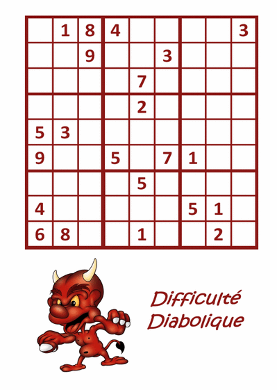 Carte Sudoku diabolique Carte sudoku