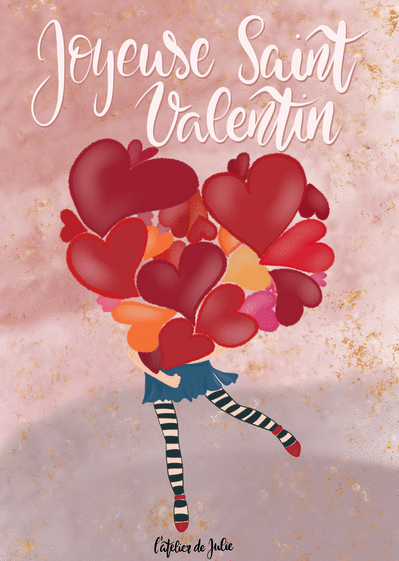 Carte Joyeuse Saint Valentin chargé de coeurs Carte avec coeurs