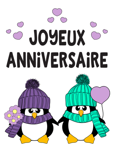 Carte Joyeux anniversaire mini penguins Carte anniversaire animaux rigolos