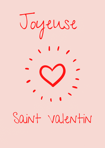 Carte Joyeux Saint Valentin simple coeur Carte St Valentin originale
