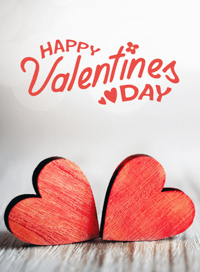 Carte Happy Valentine`s day coeurs en bois Carte je t'aime en plusieurs langues