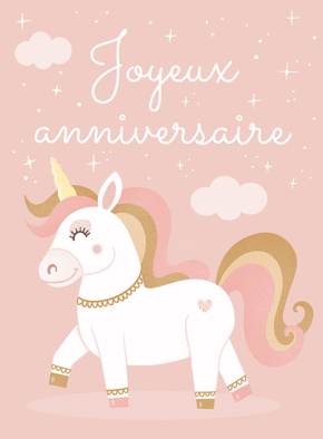 Carte Petite licorne joyeux anniversaire Carte anniversaire animaux