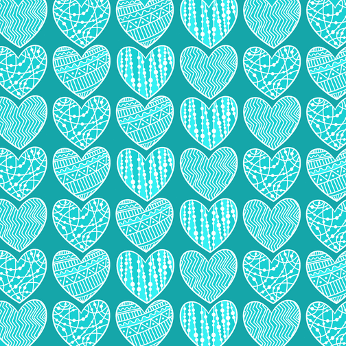 Carte Des coeurs sur fond turquoise Carte avec coeurs
