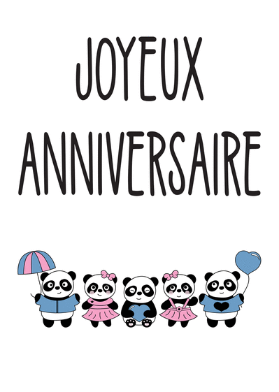 Carte Joyeux anniversaire petit panda Carte anniversaire animaux rigolos