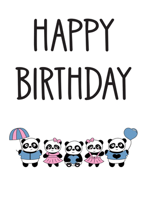 Carte Happy birthay petit panda Carte anniversaire animaux rigolos