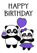 Happy birthday deux pandas violets