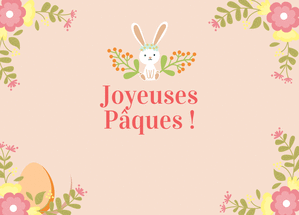Carte Joyeuses Pâques lapin et fleurs Carte de Pâques