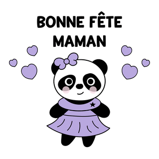 Carte Bonne fête maman panda violet Carte fête des mères pour enfant