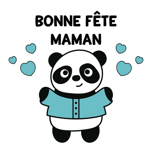 Carte Bonne fête maman panda bleu Carte fête des mères pour enfant
