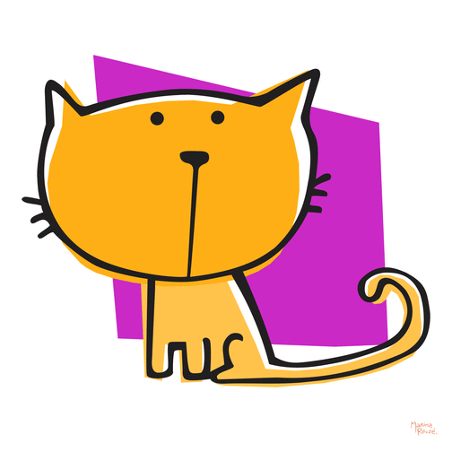 Carte Petit chaton sur fond violet Carte chat et chaton