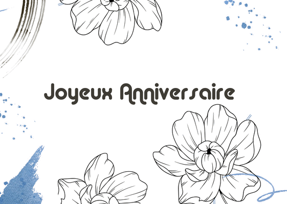 Carte Joyeux anniversaire et gravure de fleurs Carte anniversaire fleurs