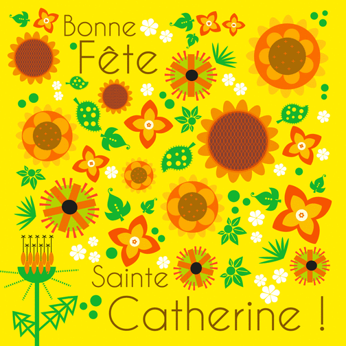 Carte Jolies fleurs exotiques pour la Sainte Catherine Carte sainte Catherine