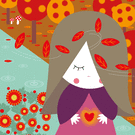 Petite fille dans un champ d`automne