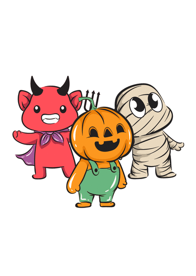 Carte Trois petits monstres d`halloween Carte Halloween pour enfant