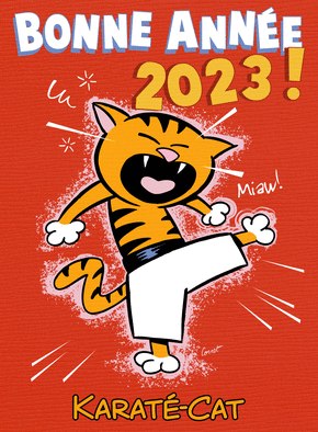 Carte Bonne année karaté cat Carte de voeux humour 2023