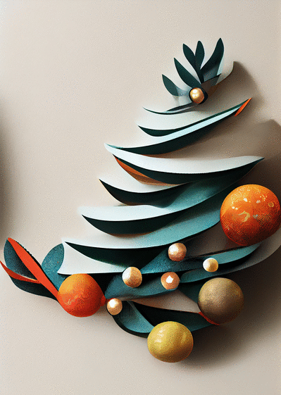 Carte Sapin de Noël en papier Carte de Noël minimaliste