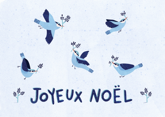 Carte Joyeux Noël envolée d`oiseaux Carte de noel
