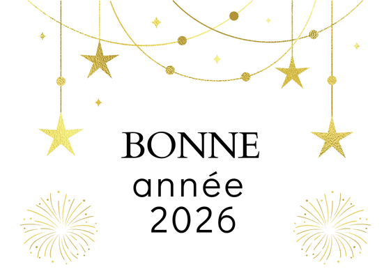 Carte Étoiles dorées pour un 2026 féérique Carte de voeux professionnelle 2026