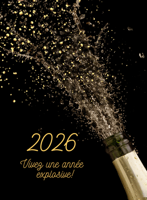 Carte Vœux explosifs pour un 2026 pétillant Carte de voeux professionnelle 2026
