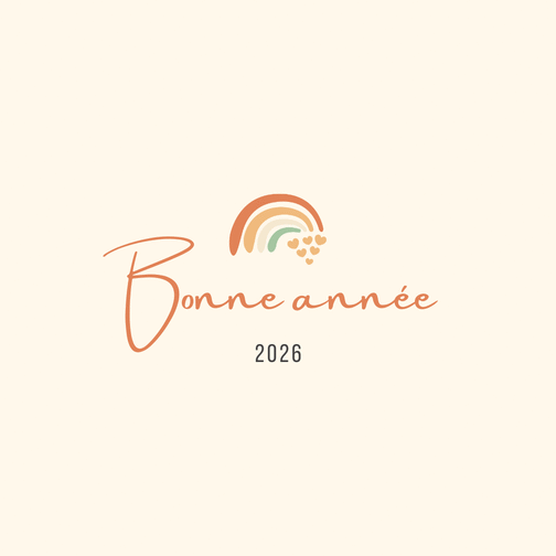 Carte bonne année 2026 sous un arc-en-ciel chaleureux Carte de voeux 2026