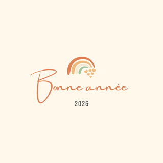 Carte bonne année 2026 sous un arc-en-ciel chaleureux Carte de voeux 2026