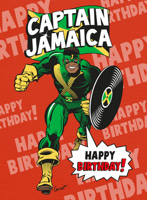 Carte Happy birthday captain jamaica rouge Carte anniversaire humour