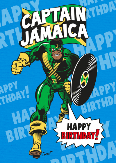Carte Happy birthday captain jamaica bleu Carte anniversaire humour