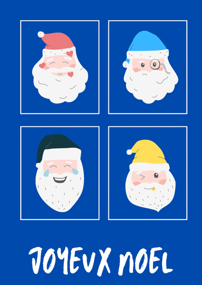 Carte Papa Noël Pop Art bleu Carte de Noël enfant