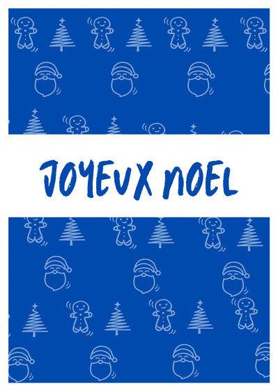 Carte Joyeux Noël et petits motifs bleu Carte de noel