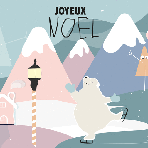 Carte Joyeux Noël et ours patineur Carte de Noël humour