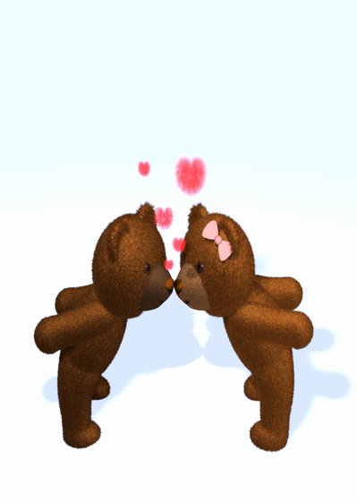 Carte Le petit bisou des nounours amoureux Carte Saint-Valentin mignonne