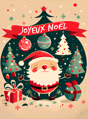 Carte Joyeux Noël papa Noël Carte de noel
