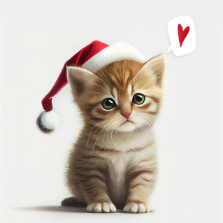Carte Petit chaton avec un bonnet de Noël Carte de Noël enfant