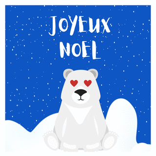 Carte Joyeux Noël et ours polaire mignon bleu Carte de Noël enfant
