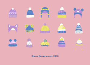 Carte Bonnets festifs pour une joyeuse année 2026 Carte de voeux originale pour 2026