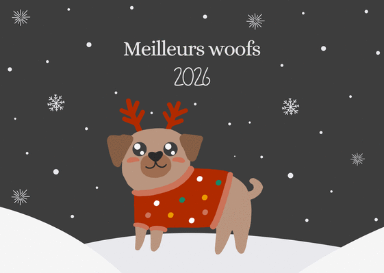 Carte Voeux joyeux d'un chien pour 2026 Carte de voeux 2026 animaux rigolos