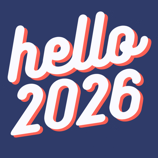 Carte Hello 2026 : Du graphisme dans l'air du temps Carte de voeux tendance 2026