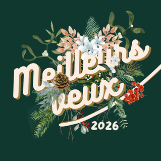 Carte Fleurs épanouies pour une belle année 2026 Carte de voeux 2026 avec des fleurs